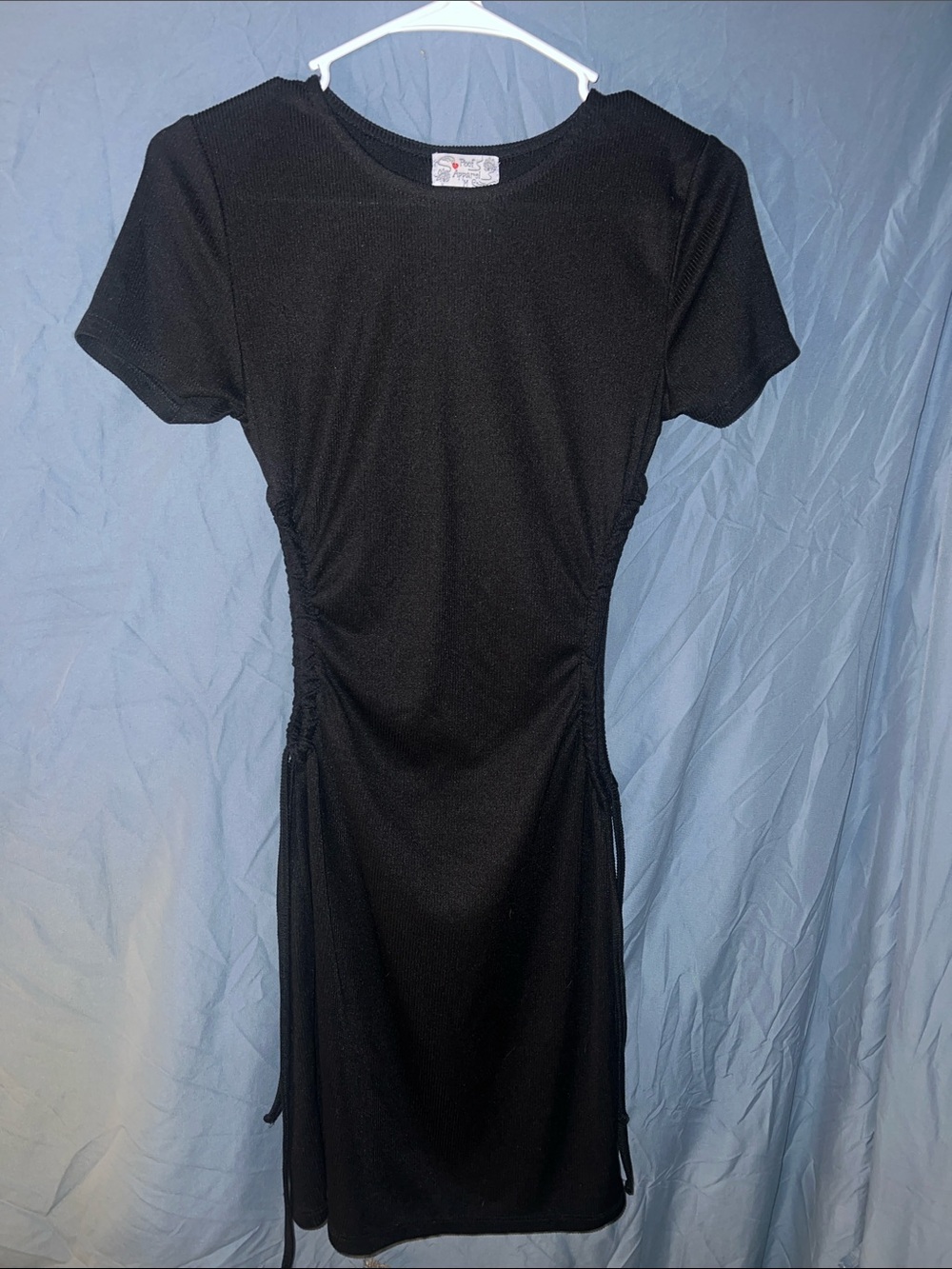 Women’s Black Midi Dress with Side Ruched Detail
